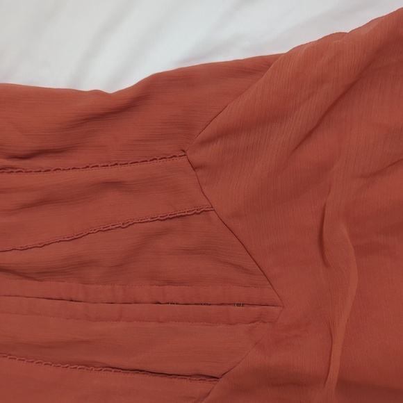 ASOS DESIGN corset lace chiffon mix panelled milkmaid midi dress, Color Rust Sz0 - Picture 7 of 16